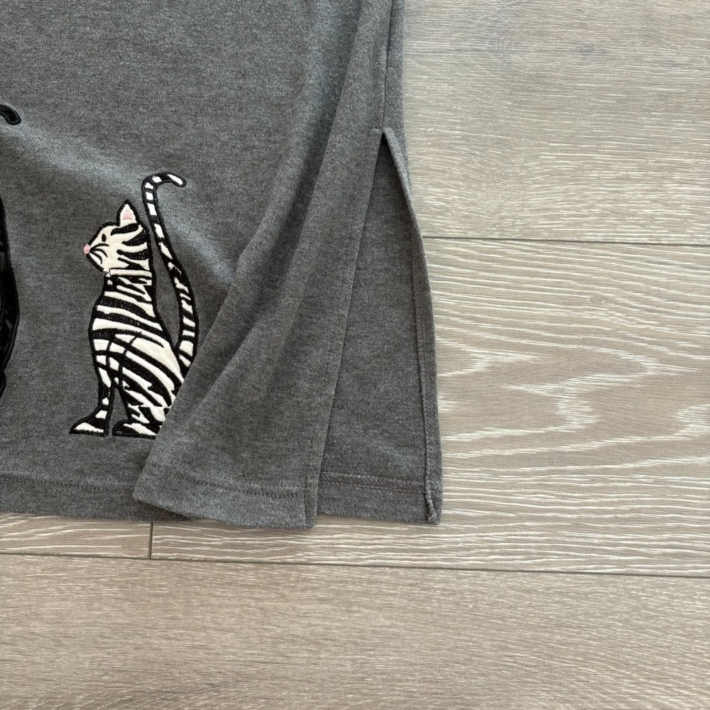 Needle & Thread Womens Gray Short Sleeve Cat Print Embroidered Dress Size 1X - Picture 4 of 15